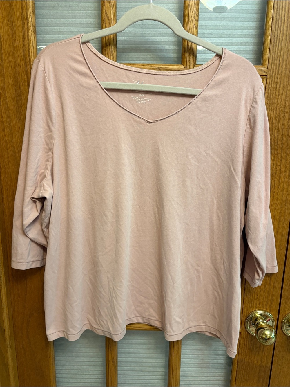EUC Venezia Dusty Pink V-Neck 3/4 Sleeve Top